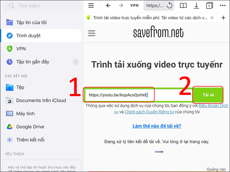 Nhập link video